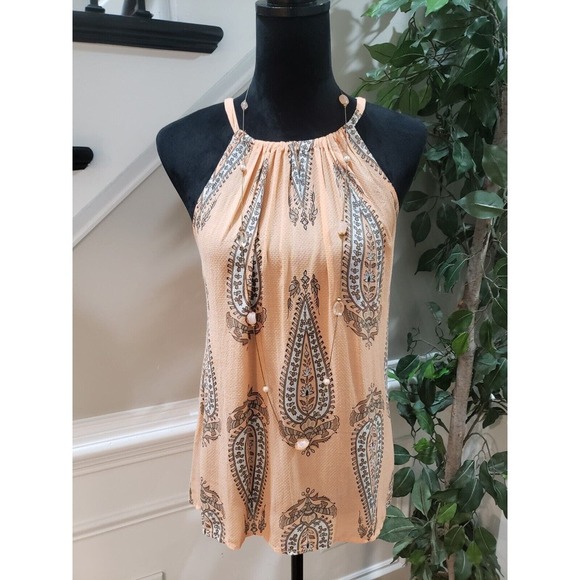 Lucky Brand Women's Peach 100% Rayon Round Neck Sleeveless Top Blouse Size L - Picture 13 of 13